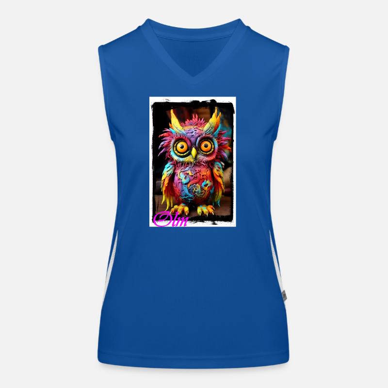 Bunte Fantasiewelt Eulenfigur Puppe Textil Märchen Funktionelles Kontrast-Tank Top für Frauen