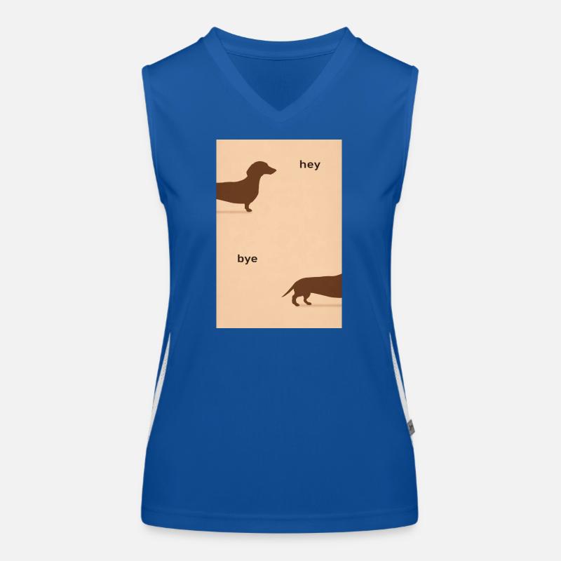 Hey Bye Dackel – Lustiges Hundeposter Funktionelles Kontrast-Tank Top für Frauen