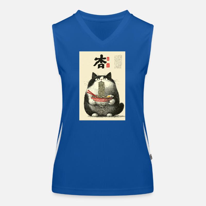 Noodle Cat Ukiyo-e Bowl Women's Functional Contrast Tank Top