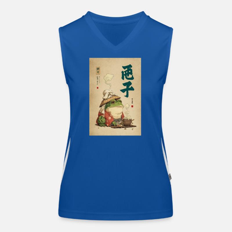 Frog Samurai in Silk Robe with Tea Women's Functional Contrast Tank Top