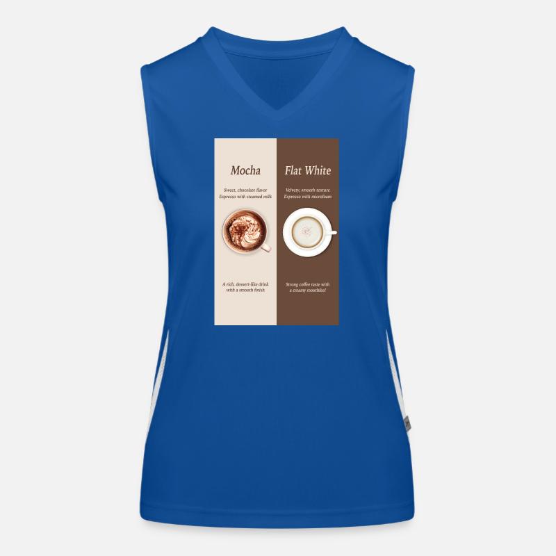 Mocha vs Flat White Coffee Poster Funktionelles Kontrast-Tank Top für Frauen