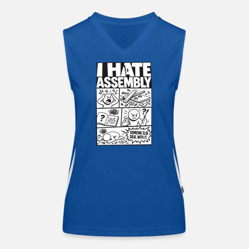 I Hate Assembly Instructions Funktionelles Kontrast-Tank Top für Frauen