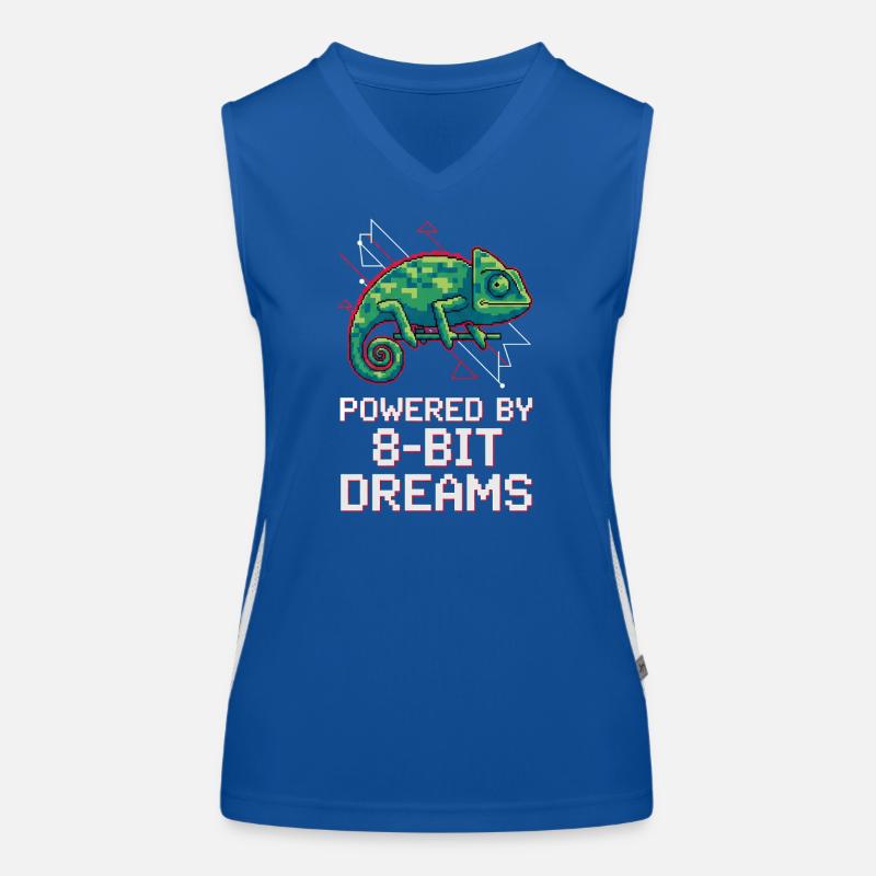Powered 8-Bit Dreams – Pixel Chameleon - Women's Functional Contrast Tank Top - royal/white