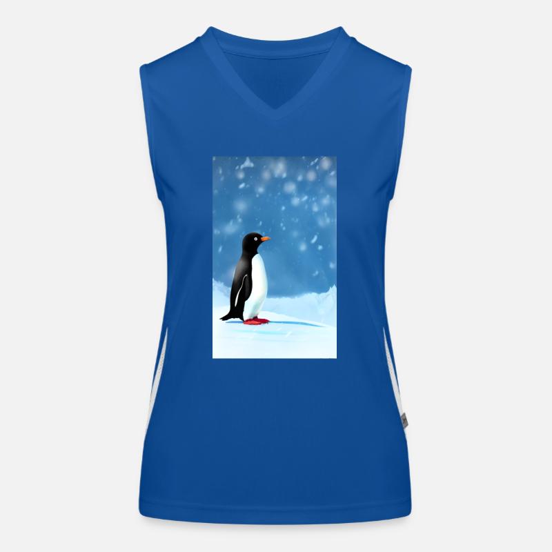 Süßer Pinguin im Schnee Funktionelles Kontrast-Tank Top für Frauen