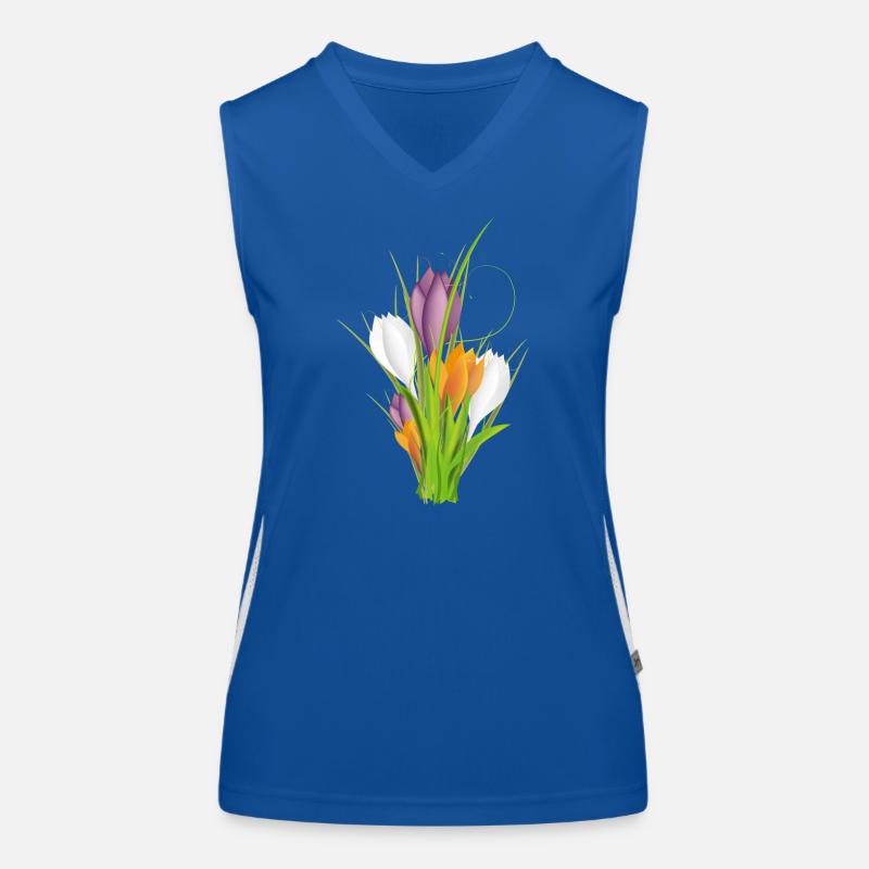 delicate brightly lit crocuses in spring Women's Functional Contrast Tank Top