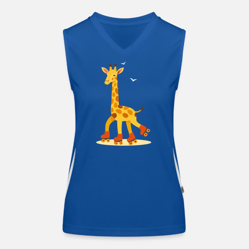 Rollende Giraffe – Spaß auf vier Rädern Funktionelles Kontrast-Tank Top für Frauen