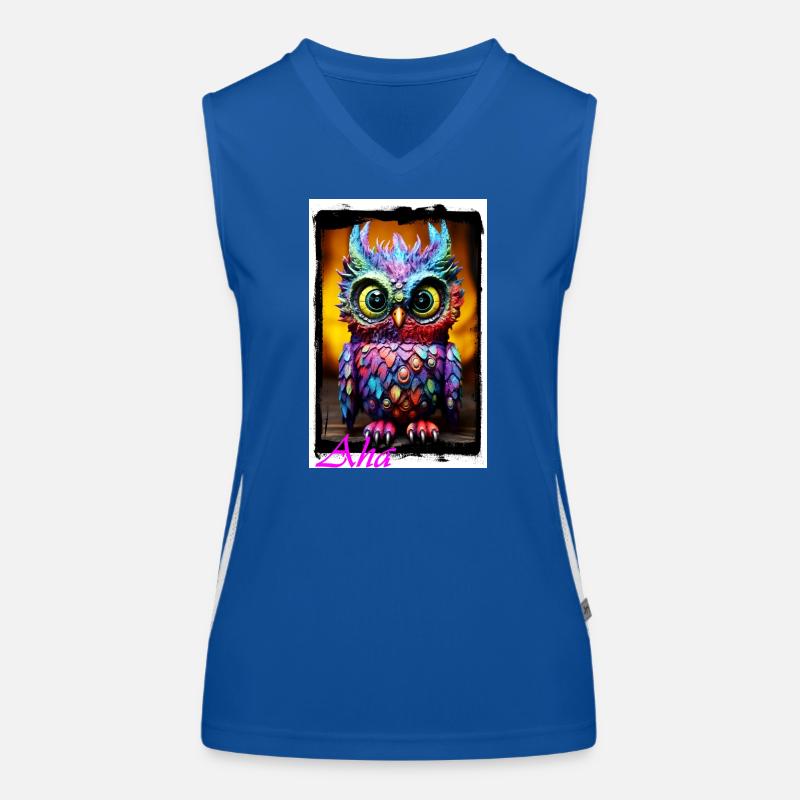 Bunte Eulenfigur mit Neonfarben Puppe Textil Funktionelles Kontrast-Tank Top für Frauen