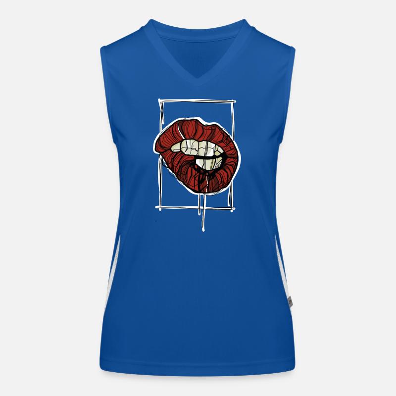 Red Lips Graphic Graphic Sketch Women's Functional Contrast Tank Top