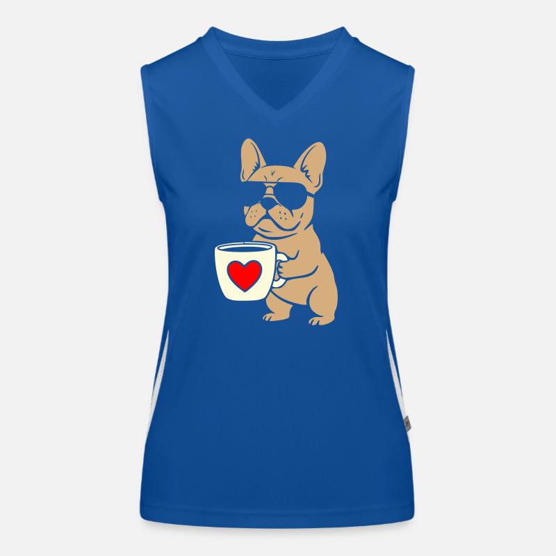 Frenchie Kaffee Flat Design Funktionelles Kontrast-Tank Top für Frauen