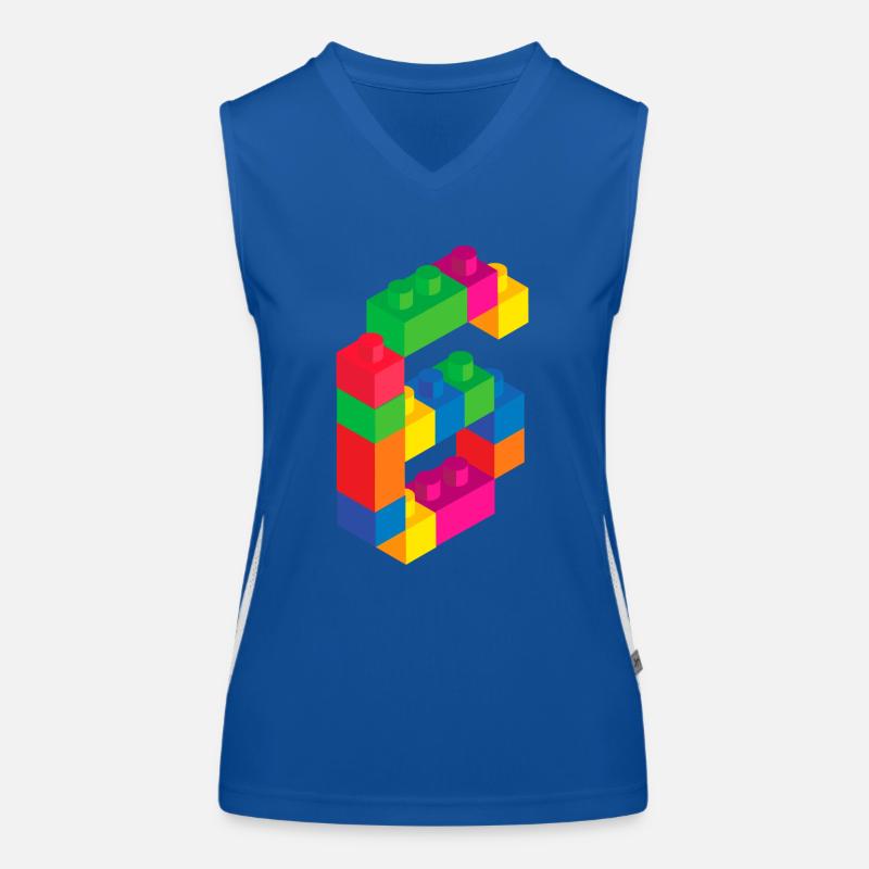 Cute Block Building 6th Birthday Gift 6 Year Old Women's Functional Contrast Tank Top