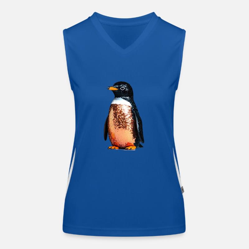 Pinguin,Pailletten,Glitzer,gold,schwarz Funktionelles Kontrast-Tank Top für Frauen