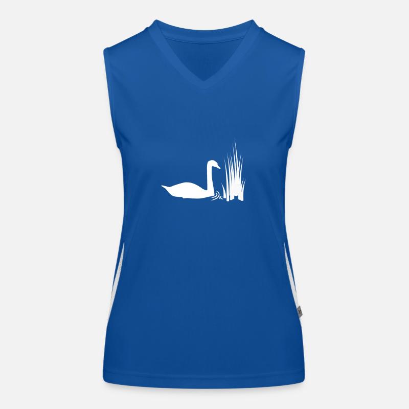 Schwan Teich Schilf Funktionelles Kontrast-Tank Top für Frauen
