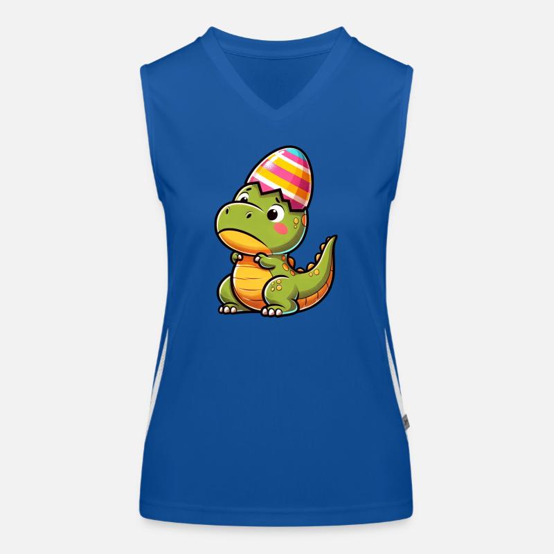 Easter T-Rex in Eggshell, Clumsy Women's Functional Contrast Tank Top
