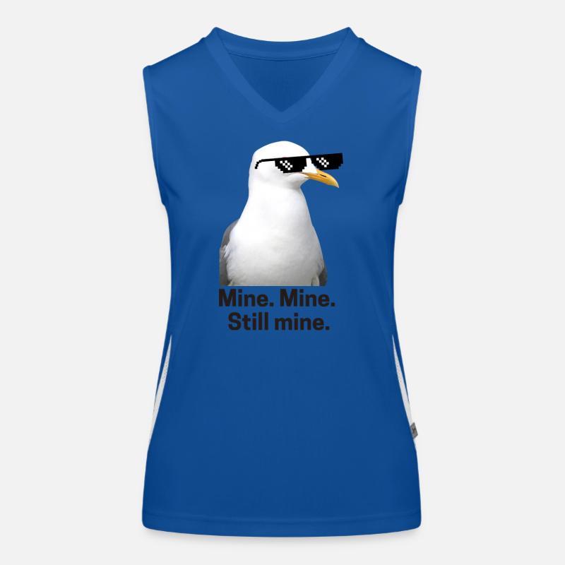 Verpixelte Möwe mit Sonnenbrille Design Funktionelles Kontrast-Tank Top für Frauen