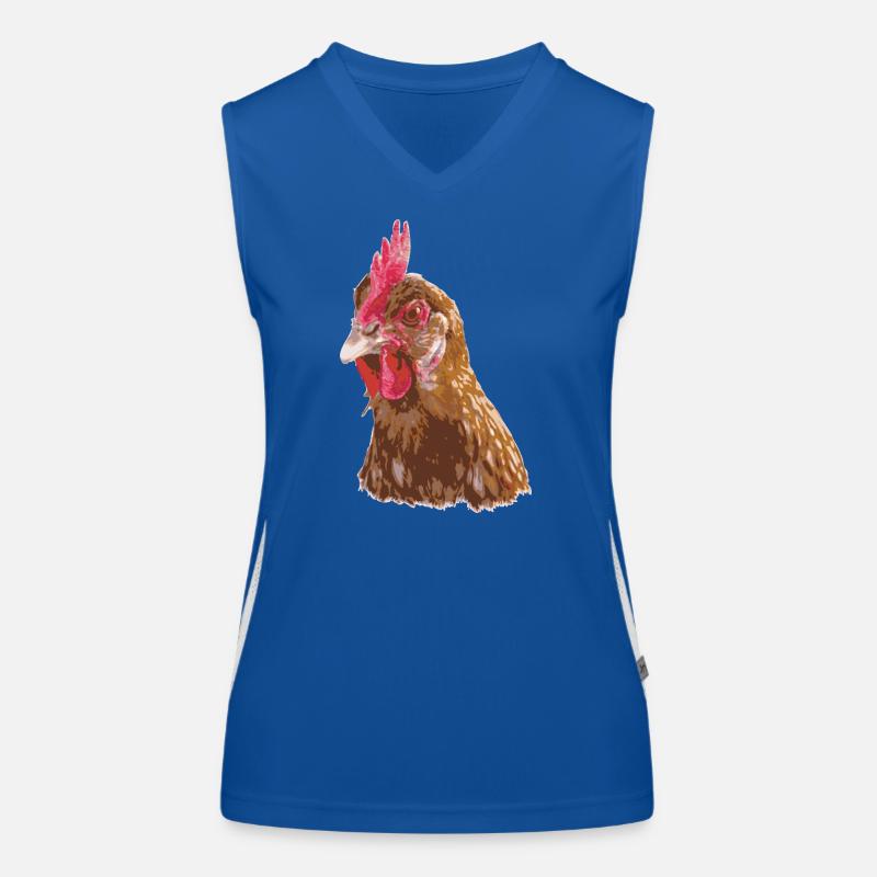 Hühnerillustration lebendigen Farben Funktionelles Kontrast-Tank Top für Frauen
