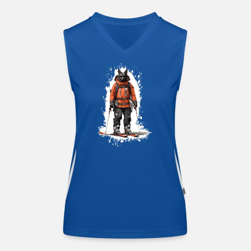 German Shepherd Dog Ski Skiing Women's Functional Contrast Tank Top