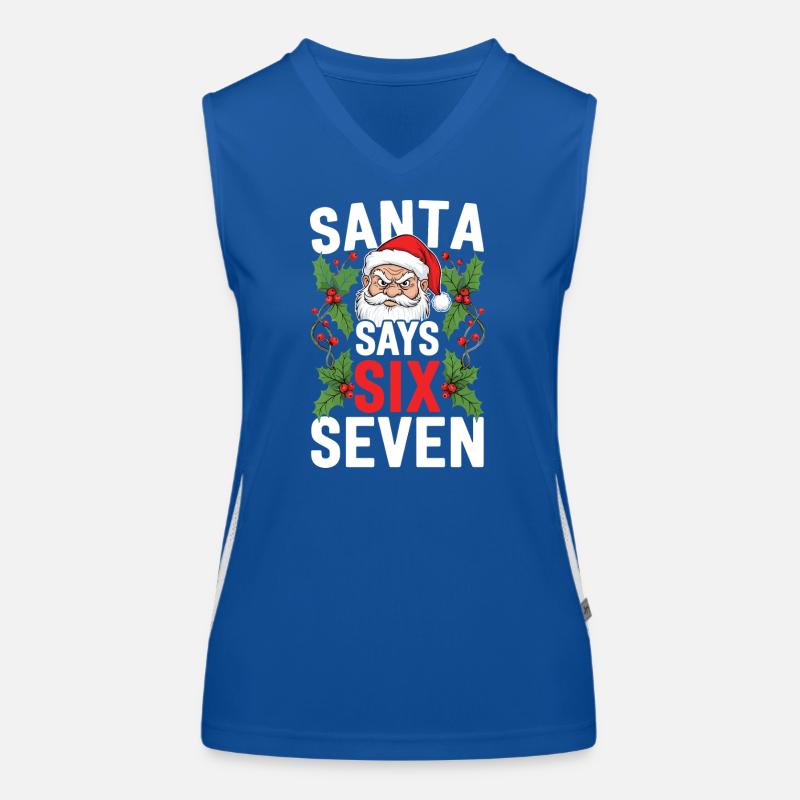 Santa sagt Sechs Sieben – Weihnachtswitz Funktionelles Kontrast-Tank Top für Frauen