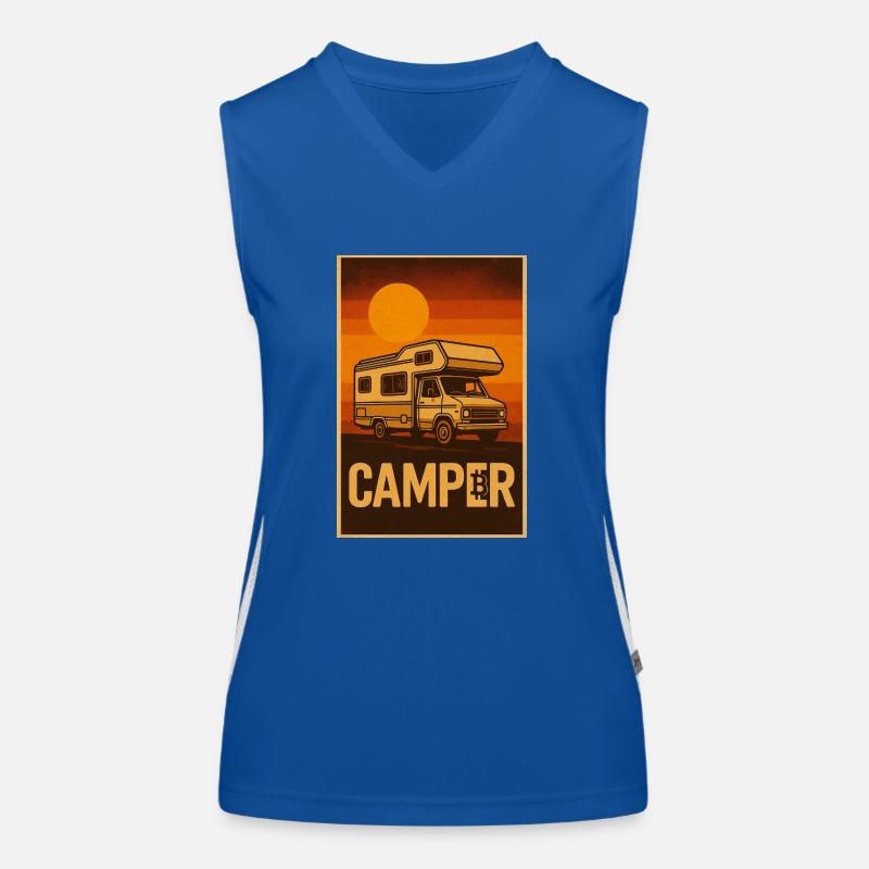 Camper meets Bitcoin Funktionelles Kontrast-Tank Top für Frauen
