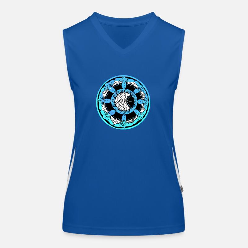 Karife Mondmandala 4 türkis rund Funktionelles Kontrast-Tank Top für Frauen