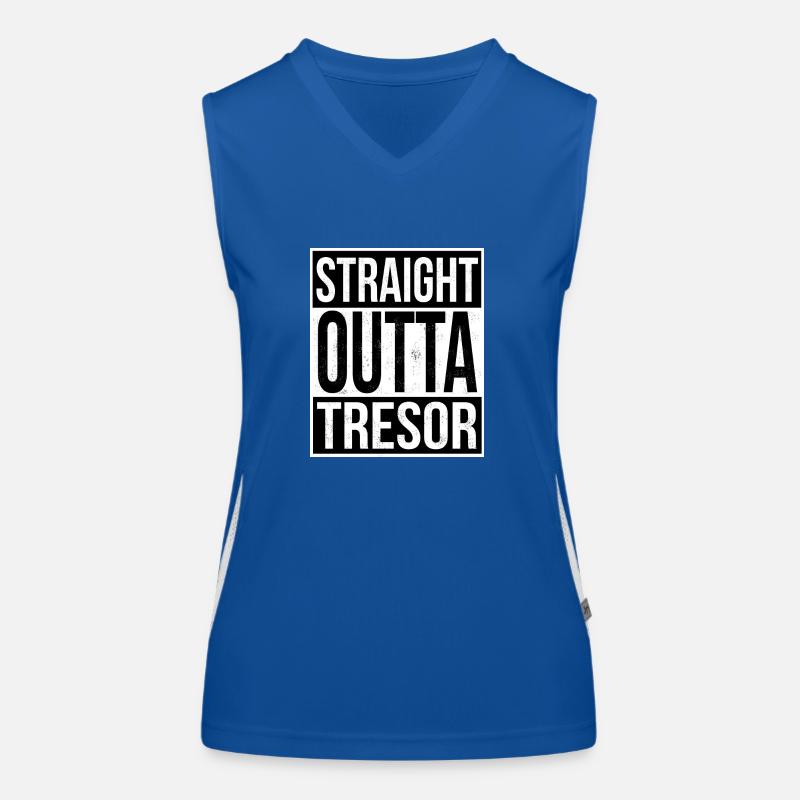 Straight Outta Tresor Design Funktionelles Kontrast-Tank Top für Frauen