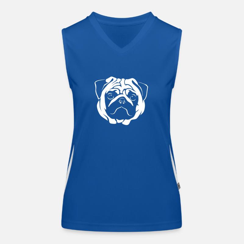 Mops Portrait - Negative Stil Funktionelles Kontrast-Tank Top für Frauen