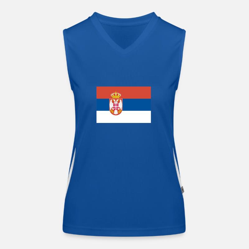 Serbische Flagge Funktionelles Kontrast-Tank Top für Frauen