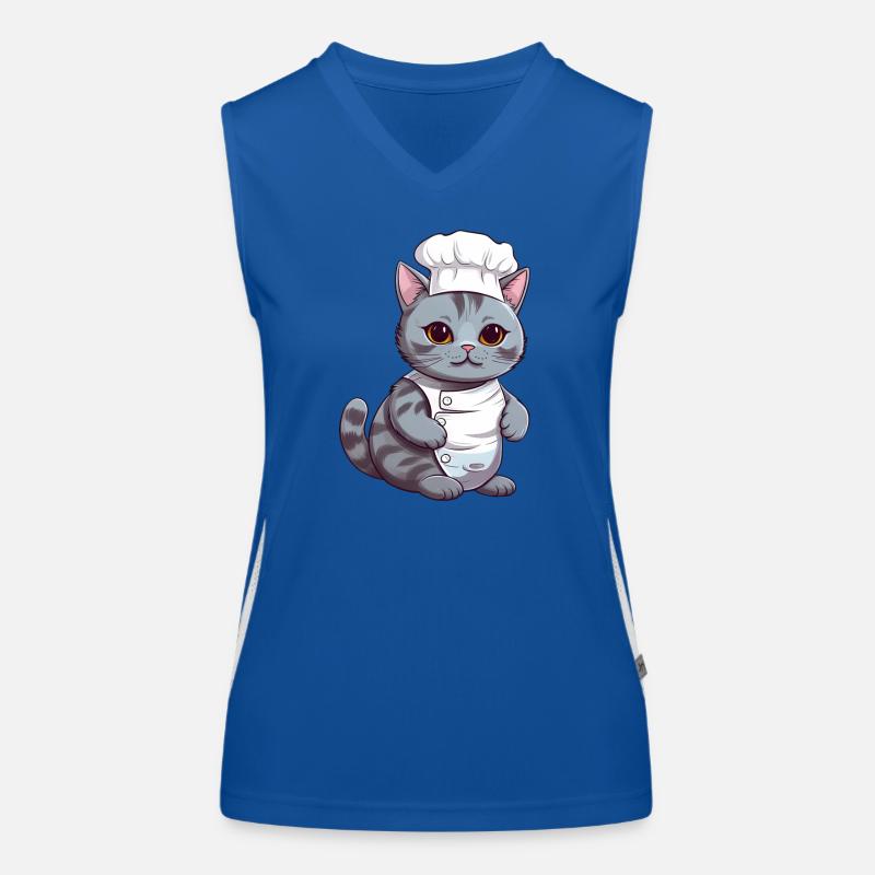 Chat Siamois Mignon Chef Comic Design Débardeur respirant contrasté Femme