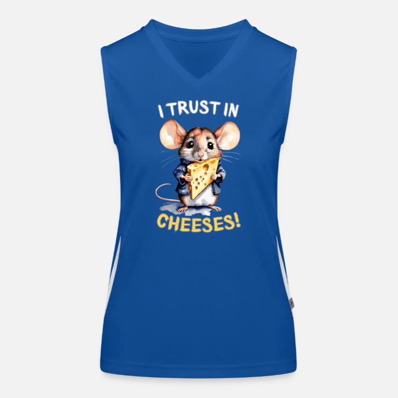 Trust in Cheese - Cute Mouse with Cheese - Women's Functional Contrast Tank Top - royal/white