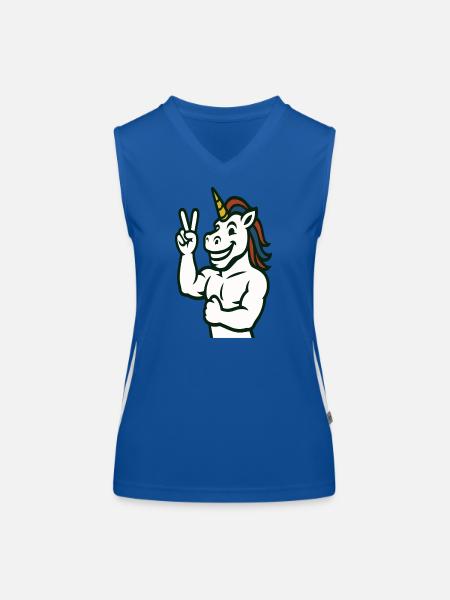 Unicorn Peace Sign Illustration - Women's Functional Contrast Tank Top - royal/white - Front