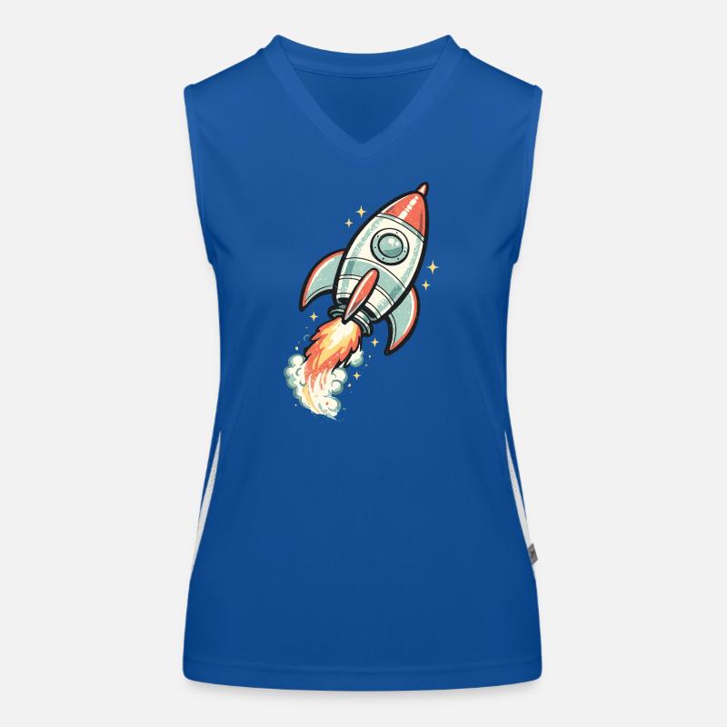 Retro Rocket in Space Neon Women's Functional Contrast Tank Top