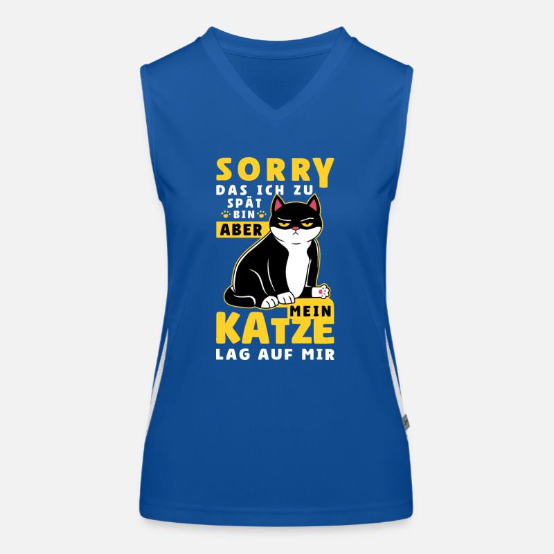 Sorry Das Ich Zu Spät Bin Ausrede Katze Funktionelles Kontrast-Tank Top für Frauen