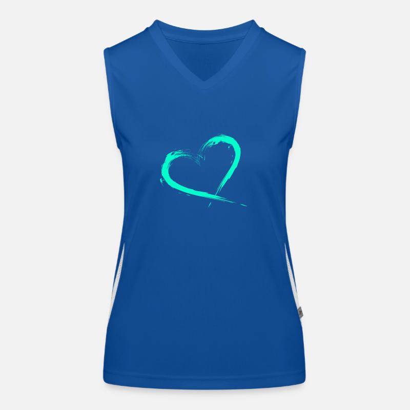 Heart design turquoise vector new Women's Functional Contrast Tank Top