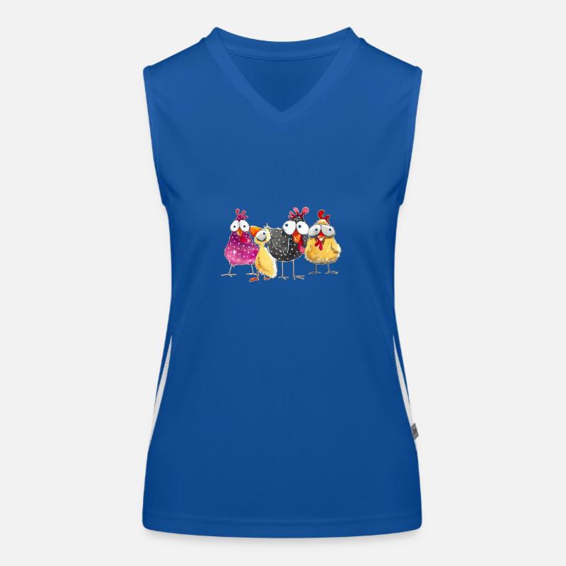 crazy chickens heap and chickens Women's Functional Contrast Tank Top