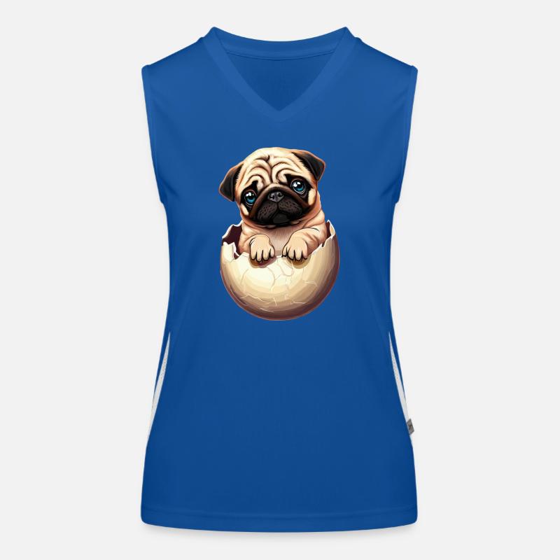 Chiot carlin dans un œuf - Cute Dog Design Débardeur respirant contrasté Femme