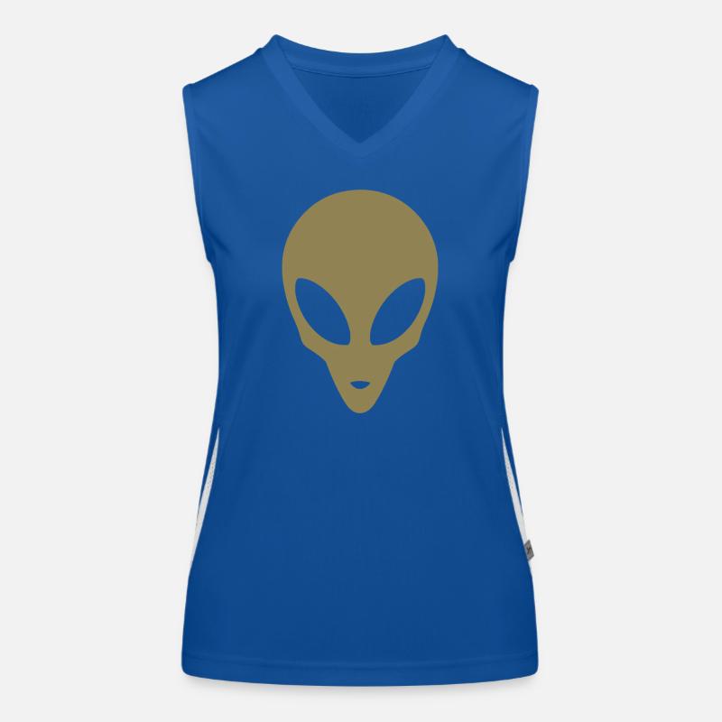 Silhouette eines Alienkopfes Funktionelles Kontrast-Tank Top für Frauen