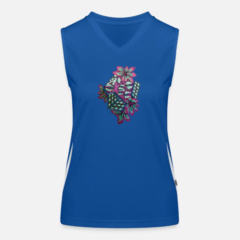 Geometric Flower Cubes Color Flow Women's Functional Contrast Tank Top