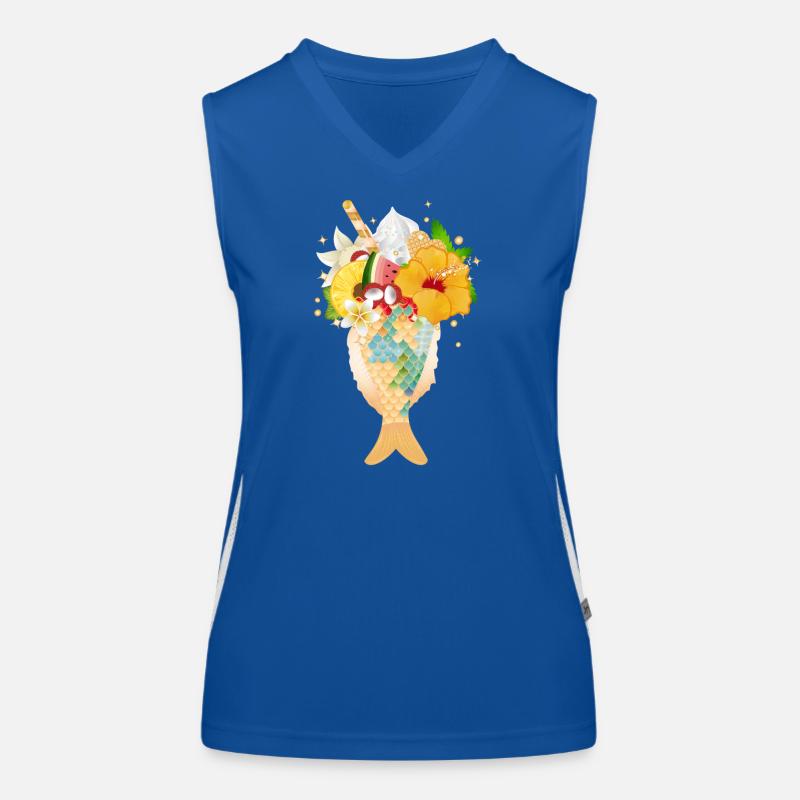 tropischer Cocktail serviert in einer Fischflosse Funktionelles Kontrast-Tank Top für Frauen