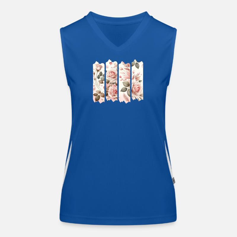 Rosenblüten Vier Panelen Rosa Funktionelles Kontrast-Tank Top für Frauen