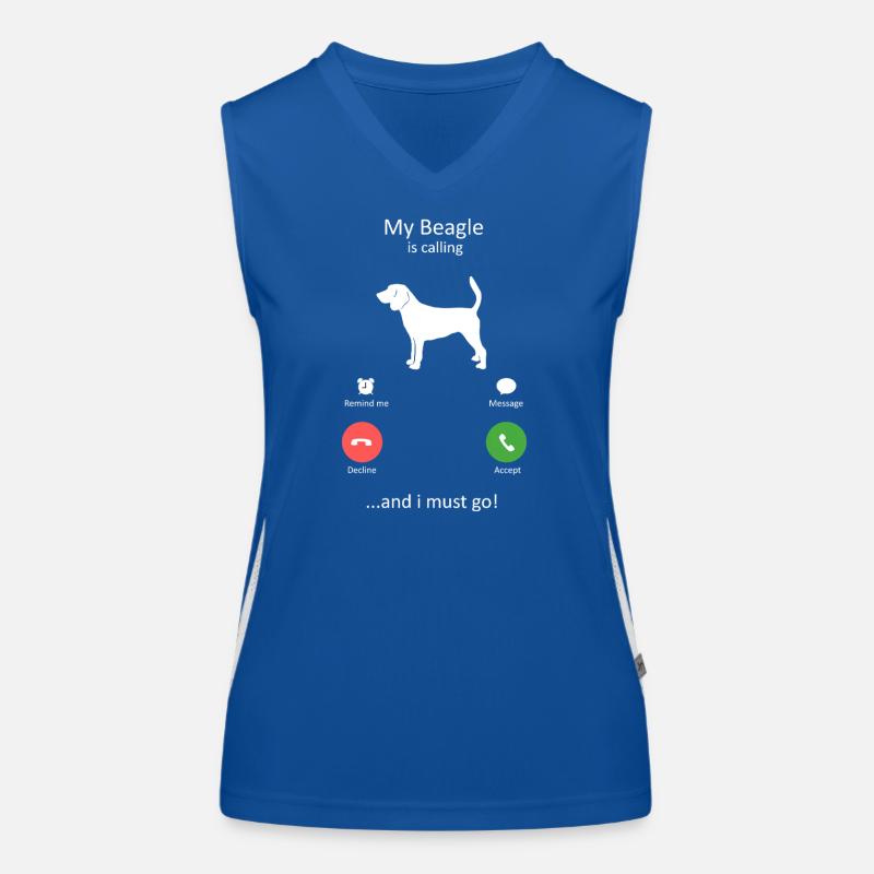 Beagle Calling Funny Dog Phone Screen Women's Functional Contrast Tank Top