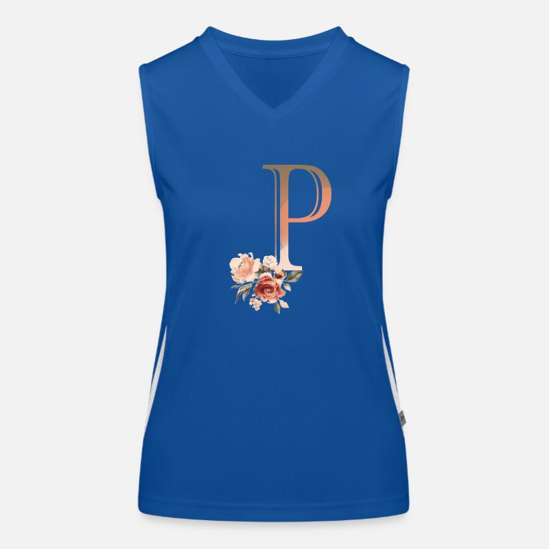 Buchstabe P mit Blumen Funktionelles Kontrast-Tank Top für Frauen