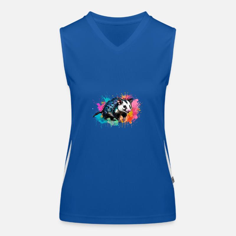 Opossum, ilustration,Beutelratte, bunt, Graffiti Funktionelles Kontrast-Tank Top für Frauen