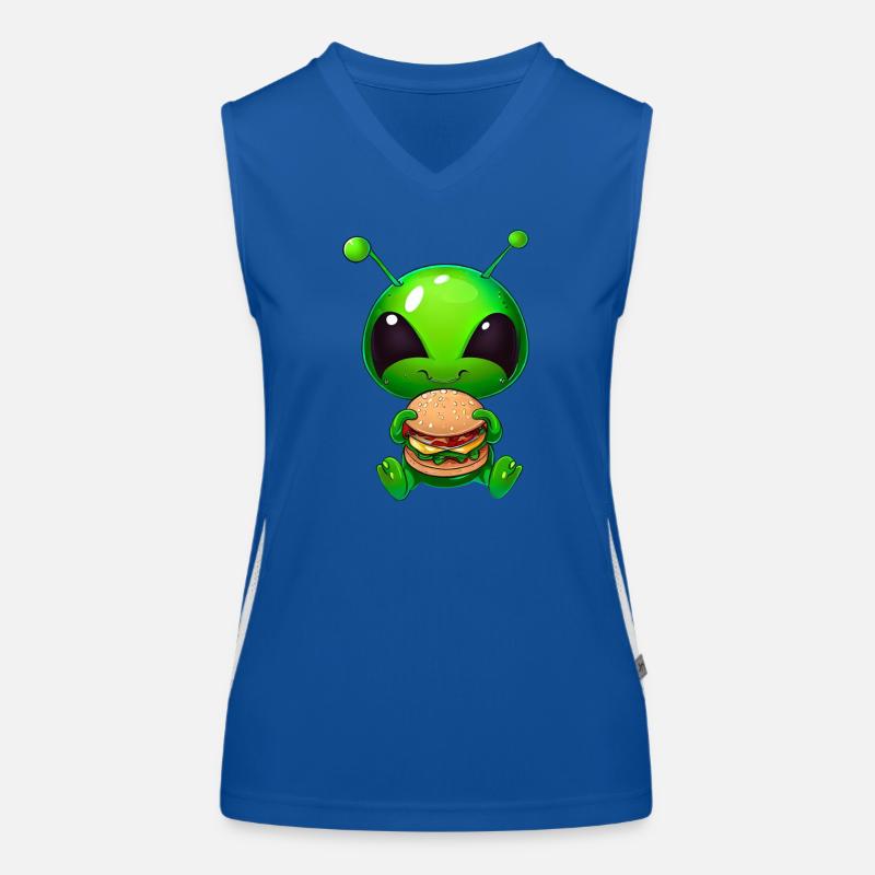 Hungriger Alien: Cheeseburger-Verschlinger Funktionelles Kontrast-Tank Top für Frauen