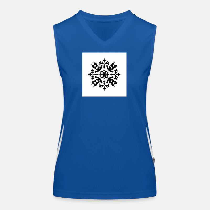 Motif complexe de flocon de neige noir Débardeur respirant contrasté Femme