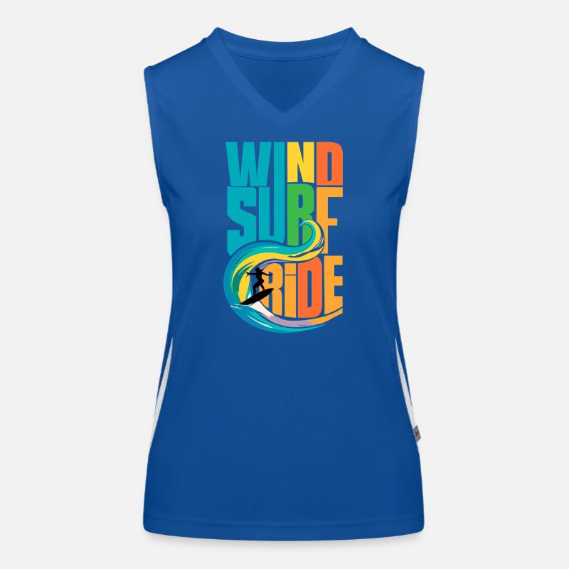 Farbenfrohe Windsurf-Ride-Action-Kunst - Lebendige Gewässer Funktionelles Kontrast-Tank Top für Frauen