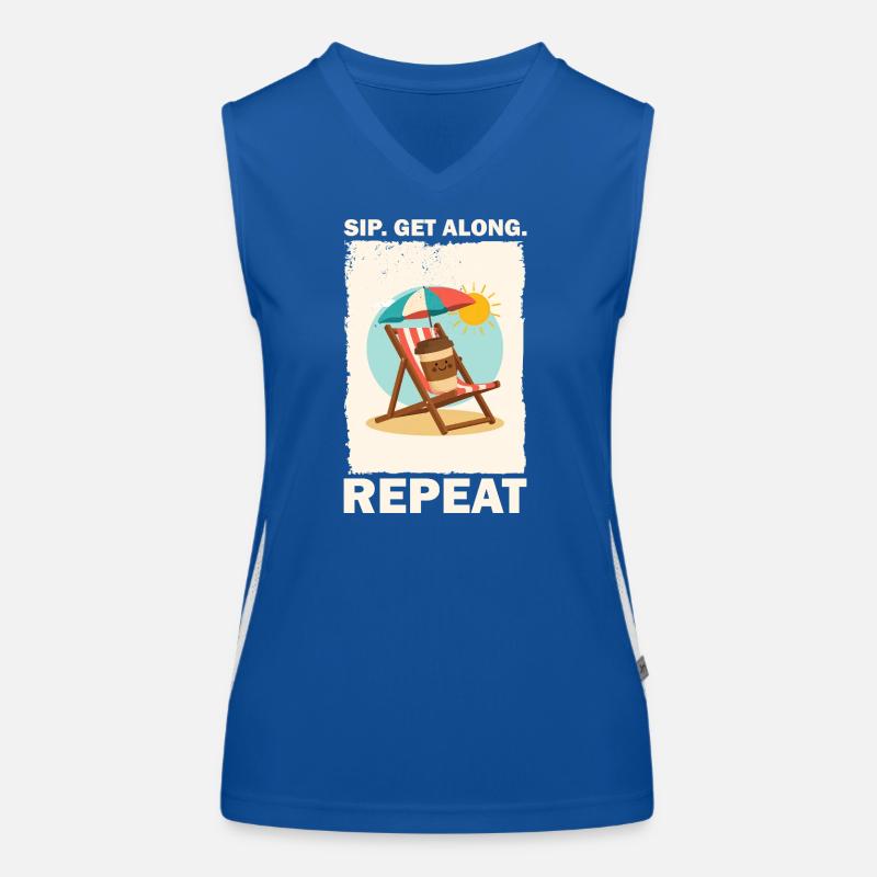 Sonniger Strandkaffee Trinkdesign Funktionelles Kontrast-Tank Top für Frauen