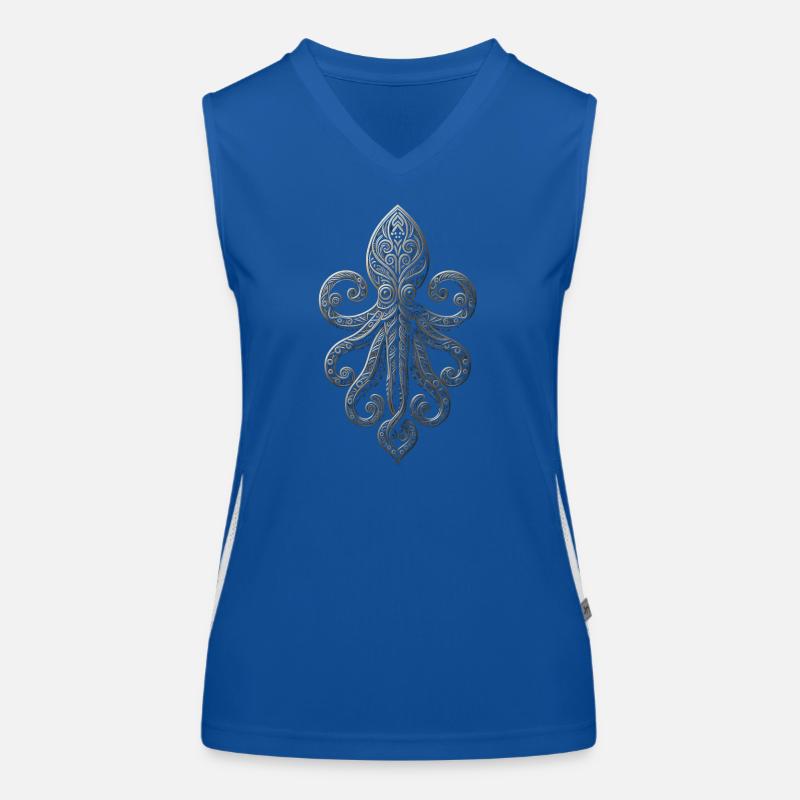 Octopus ornamental filigree Polynesia Women's Functional Contrast Tank Top