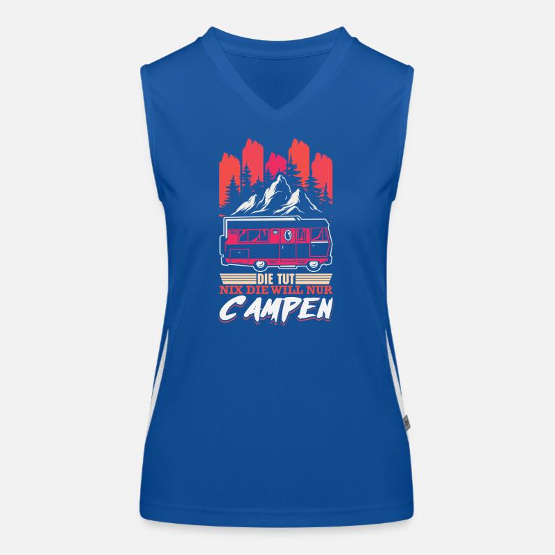 Camper Camping Wohnwagen Spruch Funktionelles Kontrast-Tank Top für Frauen