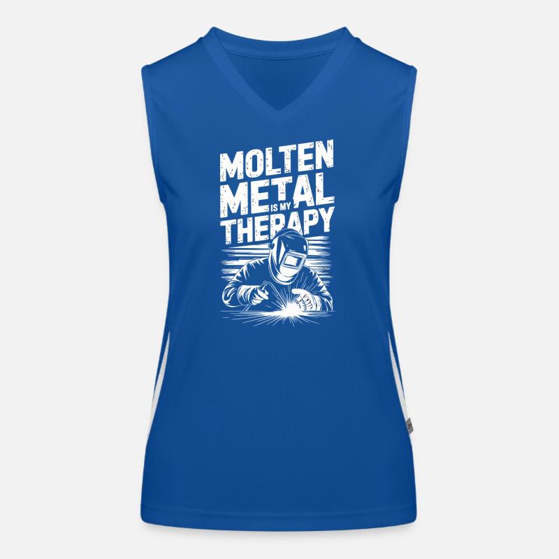 Molten Metal Is My Therapy Welding Saying Women's Functional Contrast Tank Top