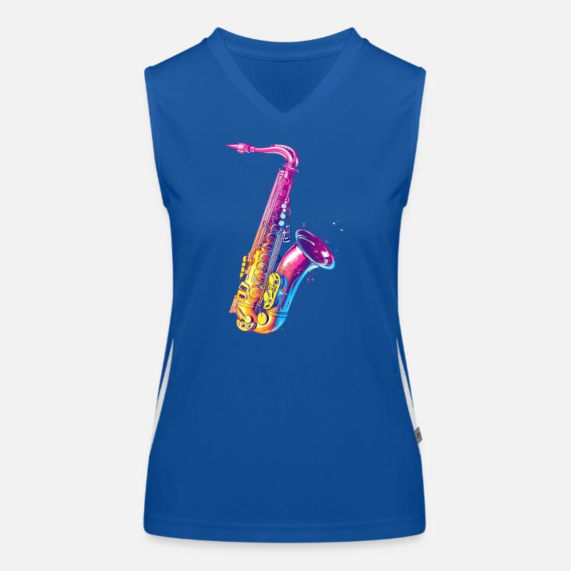 Saxophon Illustration Funktionelles Kontrast-Tank Top für Frauen