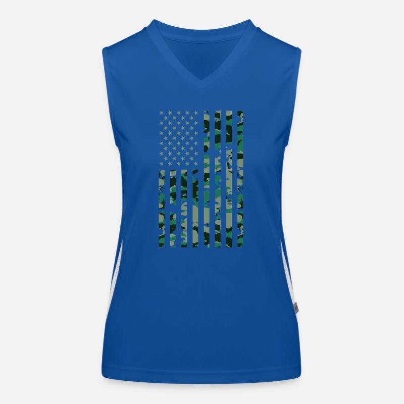 Camouflage US Flag Women's Functional Contrast Tank Top